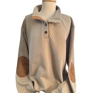 Stylish Tan Sweater with Elbow Patches
